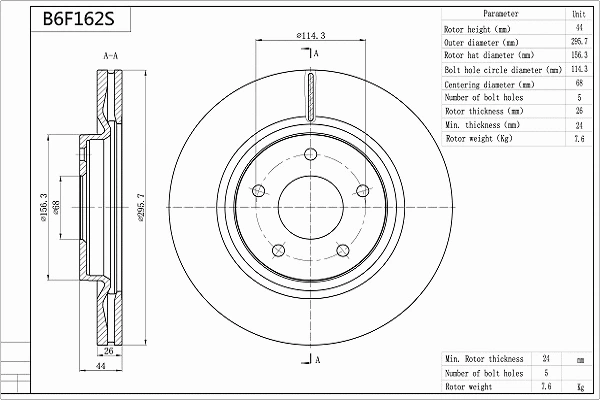 Brake Disc (B6F162S)