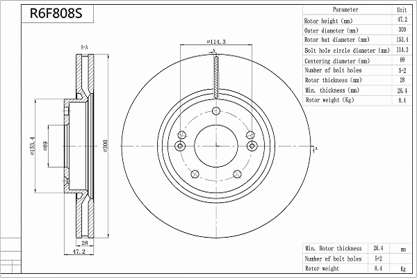 Brake Disc (R6F808S)