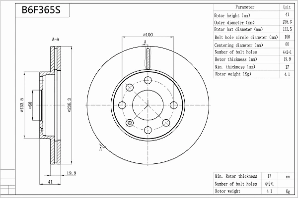 Brake Disc (B6F365S)
