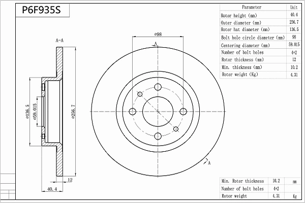 Brake Disc (P6F935S)