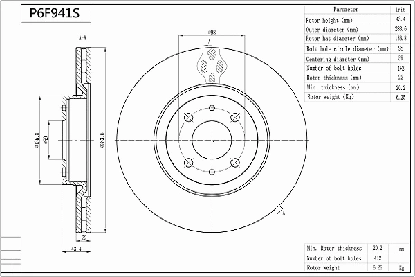 Brake Disc (P6F941S)