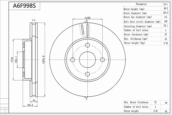 Brake Disc (A6F998S)