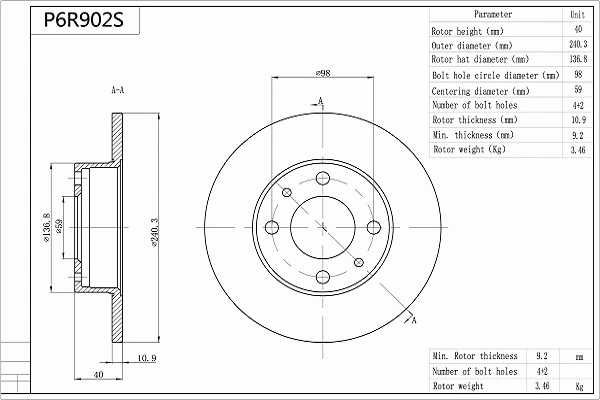 Brake Disc (P6R902S)