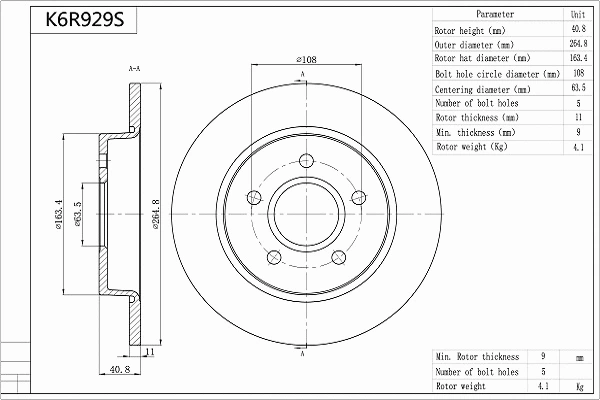 Brake Disc (K6R929S)