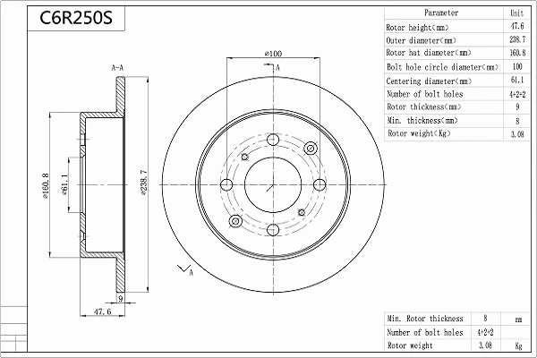 Brake Disc (C6R250S)