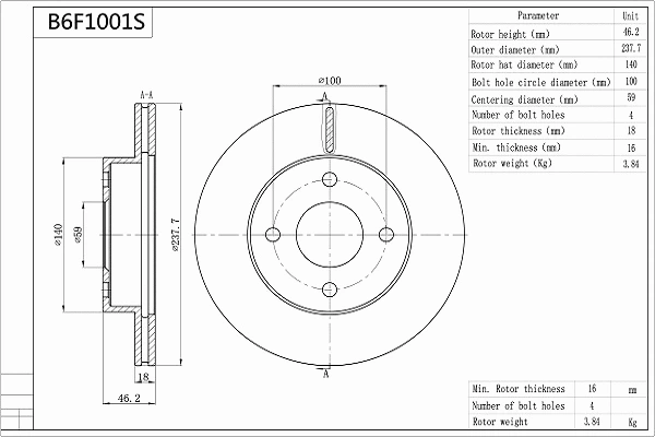 Brake Disc (B6F1001S)