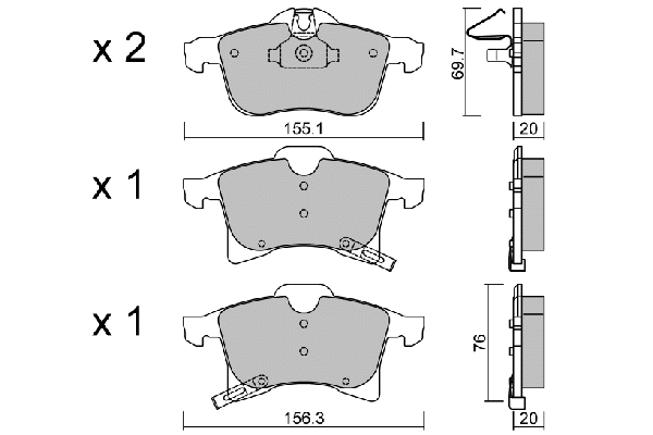 Brake Pad Set, disc brake (BPOP-1002)