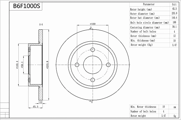 Brake Disc (B6F1000S)