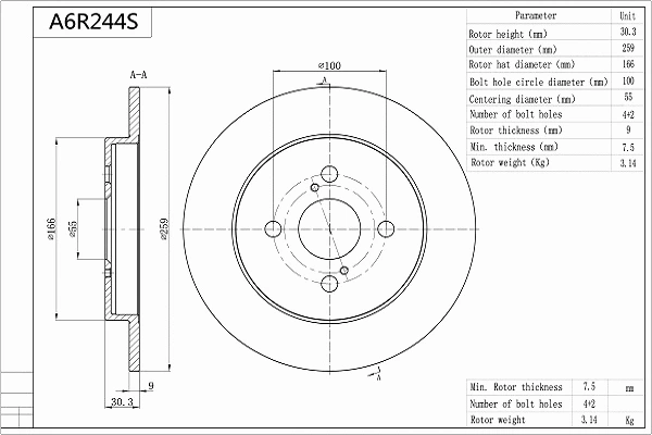Brake Disc (A6R244S)