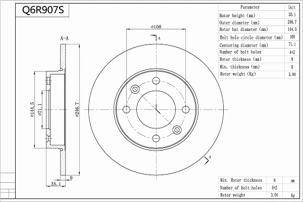Brake Disc (Q6R907S)