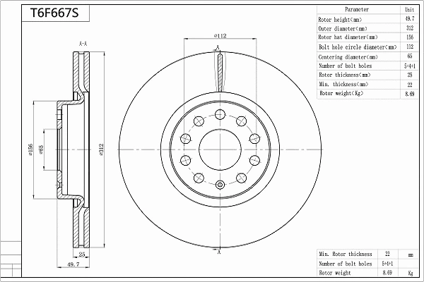 Brake Disc (T6F667S)