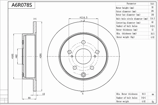 Brake Disc (A6R078S)