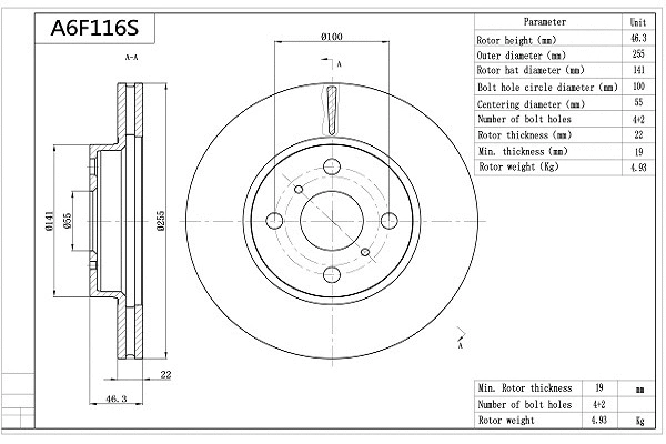 Brake Disc (A6F116S)