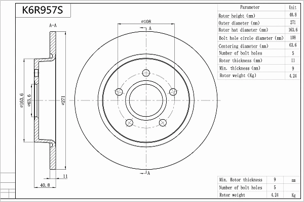 Brake Disc (K6R957S)