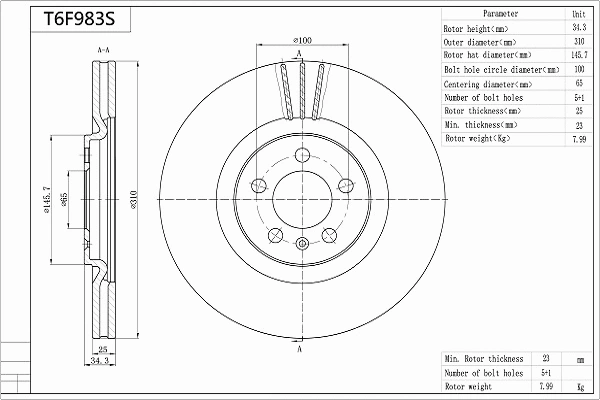 Brake Disc (T6F983S)