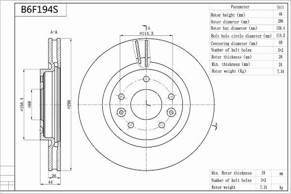 Brake Disc (B6F194S)