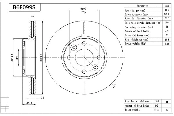 Brake Disc (B6F099S)
