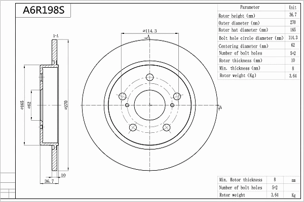 Brake Disc (A6R198S)