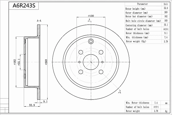 Brake Disc (A6R243S)