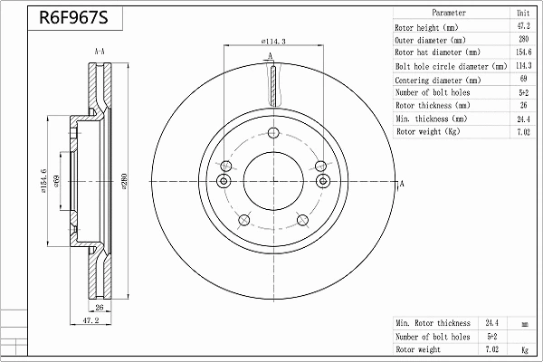 Brake Disc (R6F967S)