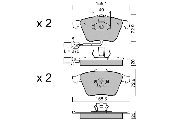 Brake Pad Set, disc brake (BPVW-1015)