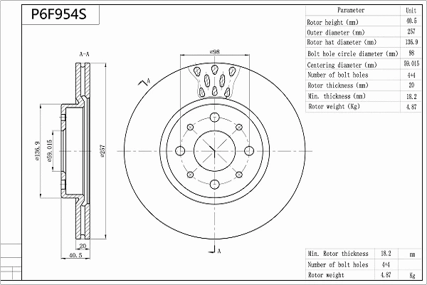 Brake Disc (P6F954S)