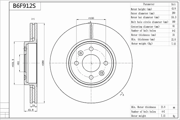 Brake Disc (B6F912S)