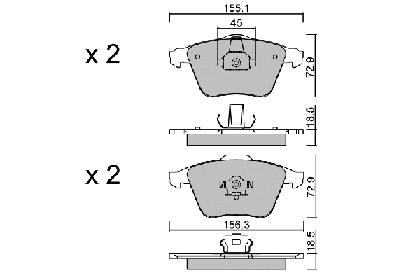 Brake Pad Set, disc brake (BPFO-1010)