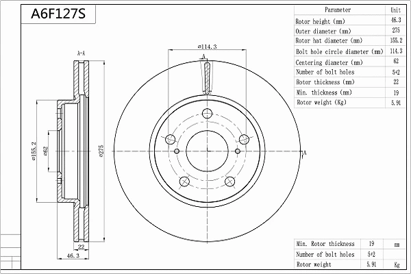 Brake Disc (A6F127S)