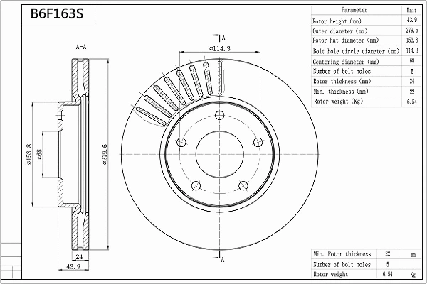 Brake Disc (B6F163S)
