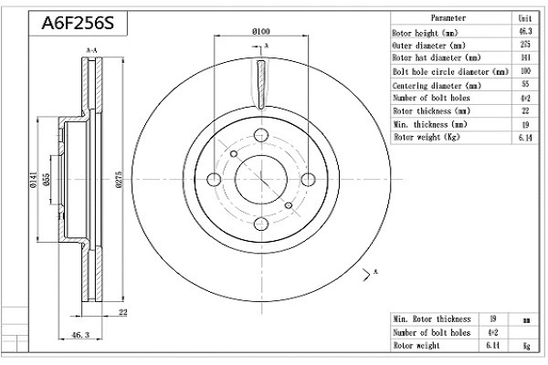 Brake Disc (A6F256S)
