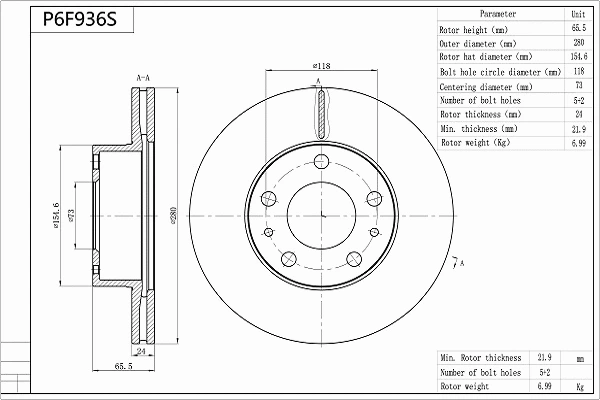 Brake Disc (P6F936S)