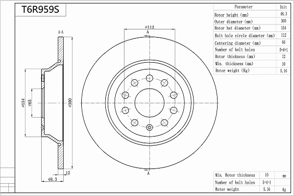 Brake Disc (T6R959S)