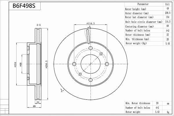 Brake Disc (B6F498S)