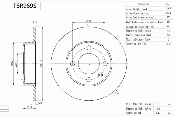 Brake Disc (T6R969S)