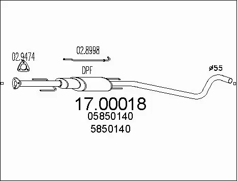 Soot/Particulate Filter, exhaust system (17.00018)