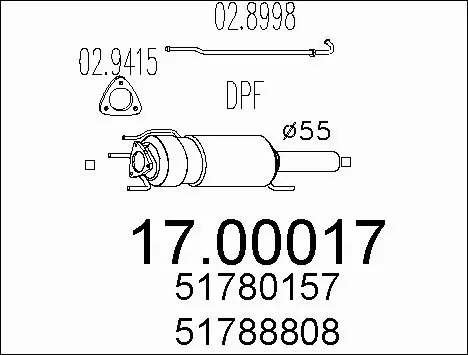 Soot/Particulate Filter, exhaust system (17.00017)