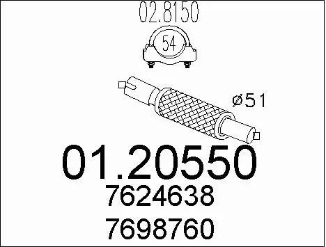 Flexible Pipe, exhaust system (01.20550)