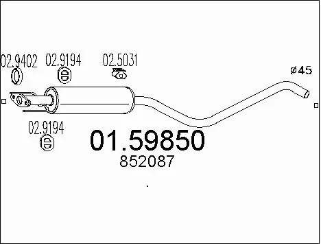 Centre Muffler (01.59850)