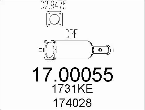 Soot/Particulate Filter, exhaust system (17.00055)