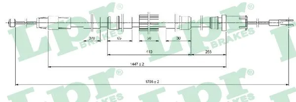 Cable Pull, parking brake (C1654B)