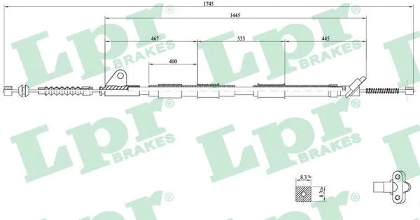 Cable Pull, parking brake (C0858B)