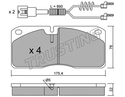 Brake Pad Set, disc brake (278.3W)