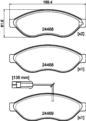 Brake Pad Set, disc brake (8DB 355 044-451)