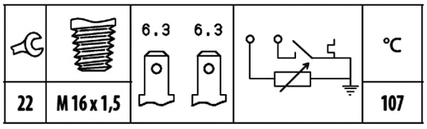 Sensor, coolant temperature (6PT 009 309-531)