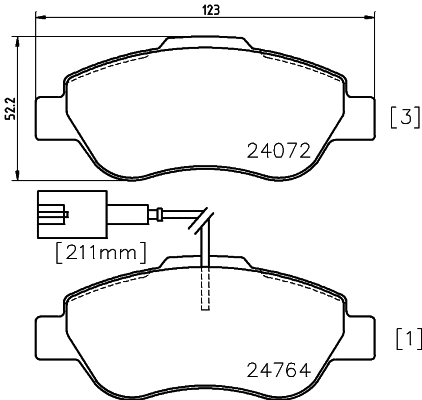 Brake Pad Set, disc brake (8DB 355 014-471)