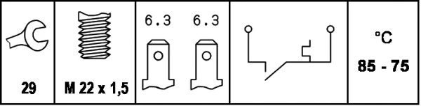 Temperature Switch, radiator fan (6ZT 007 800-041)