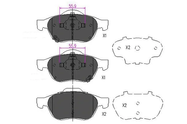 Brake Pad Set, disc brake (KBP-9075)