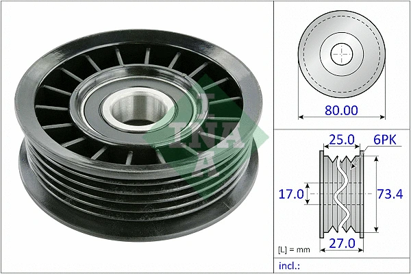 Deflection/Guide Pulley, V-ribbed belt (532 1026 10)