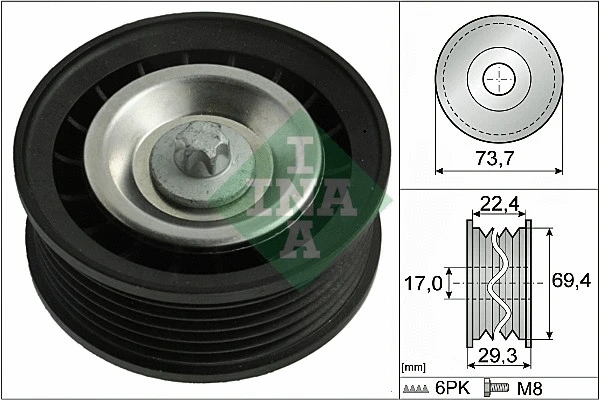 Deflection/Guide Pulley, V-ribbed belt (532 0784 10)